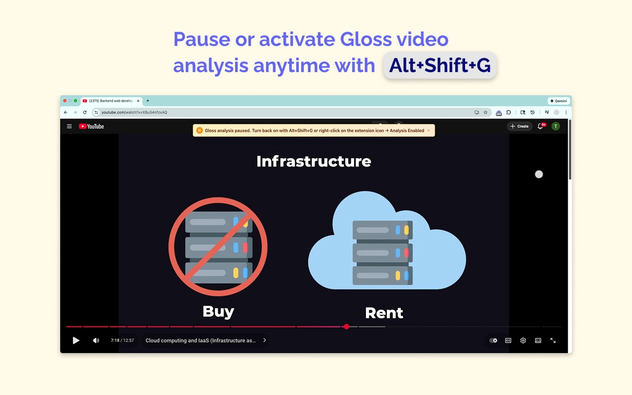 Gloss AI: Real-time YouTube Explainer - Screenshot 3 showing product features and functionality
