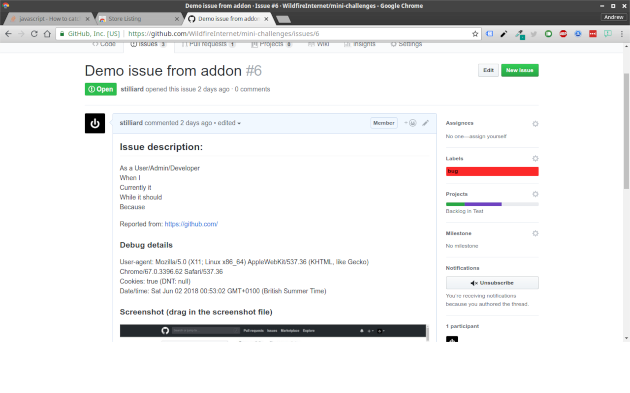 Quick add issue to GitHub gallery image