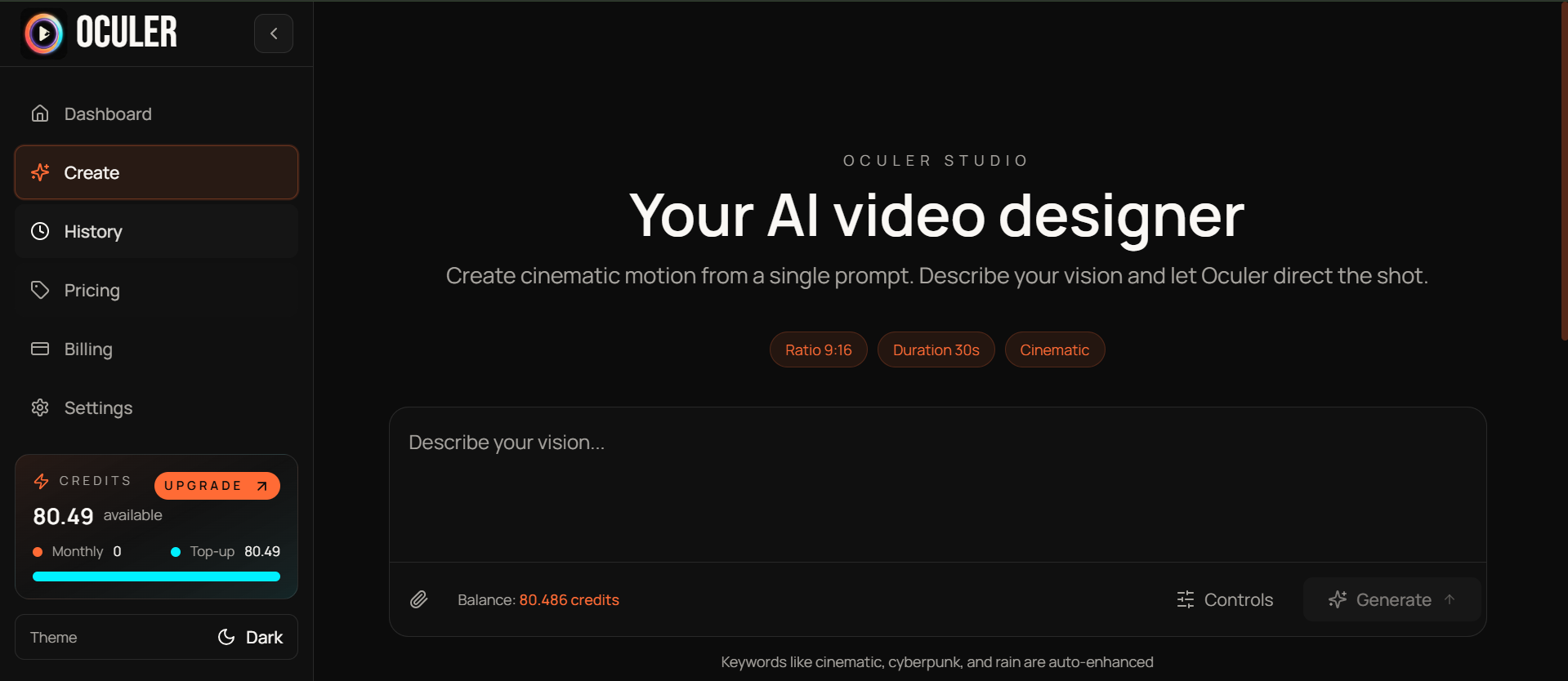 Oculer video - Screenshot 2 showing product features and functionality