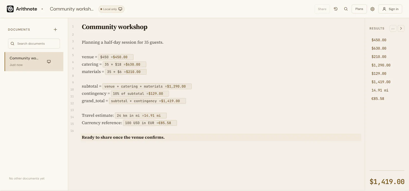 Arithnote screenshot 3