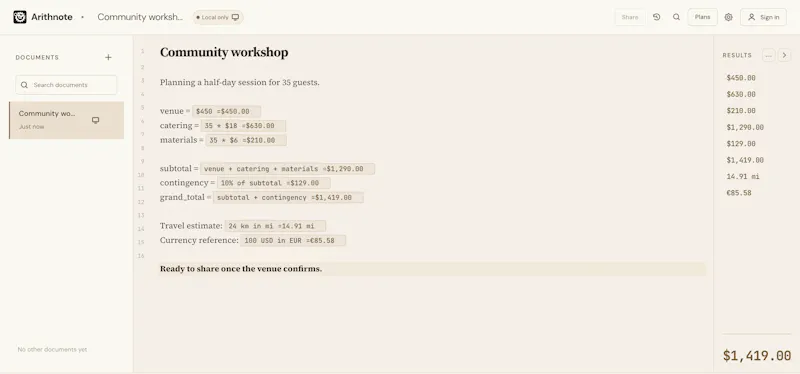 Arithnote screenshot 3