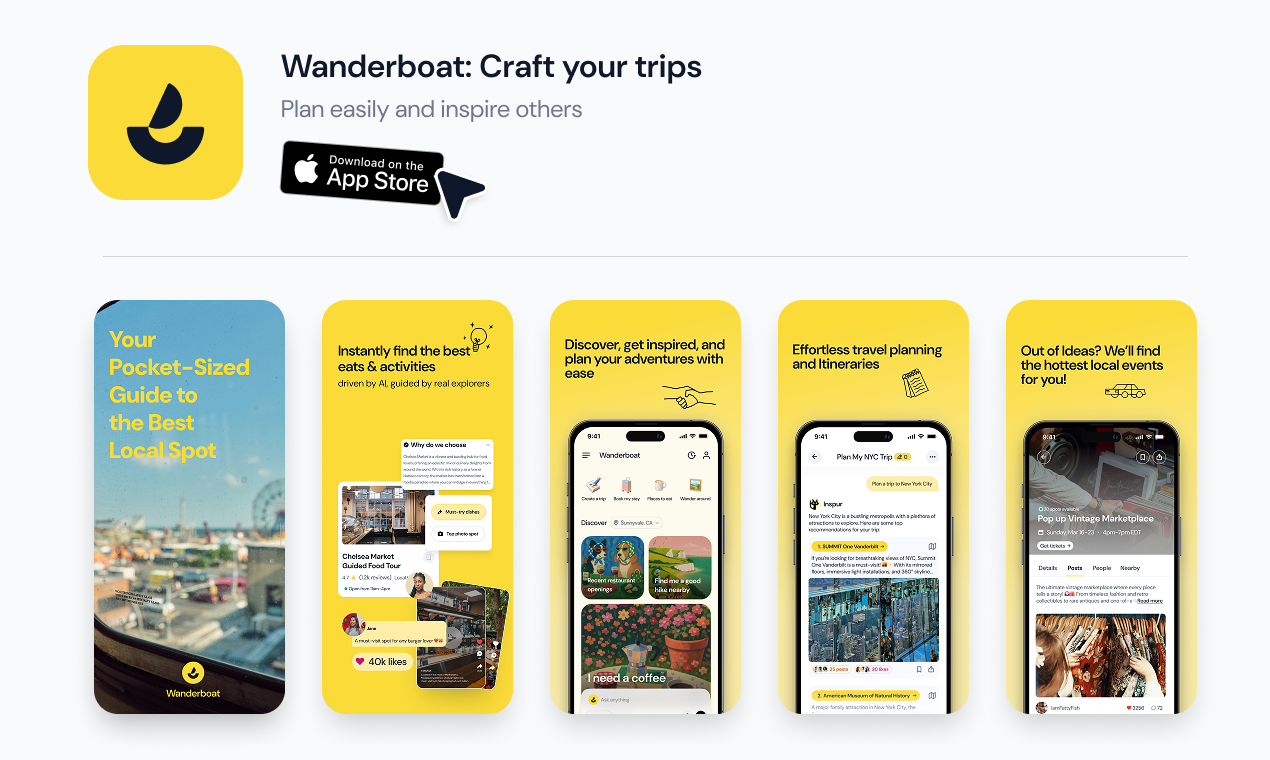 Wanderboat 2.0 - AI kısayolunuz yemek, görmek ve yapmak için en iyi yerlere kısayol medya 2