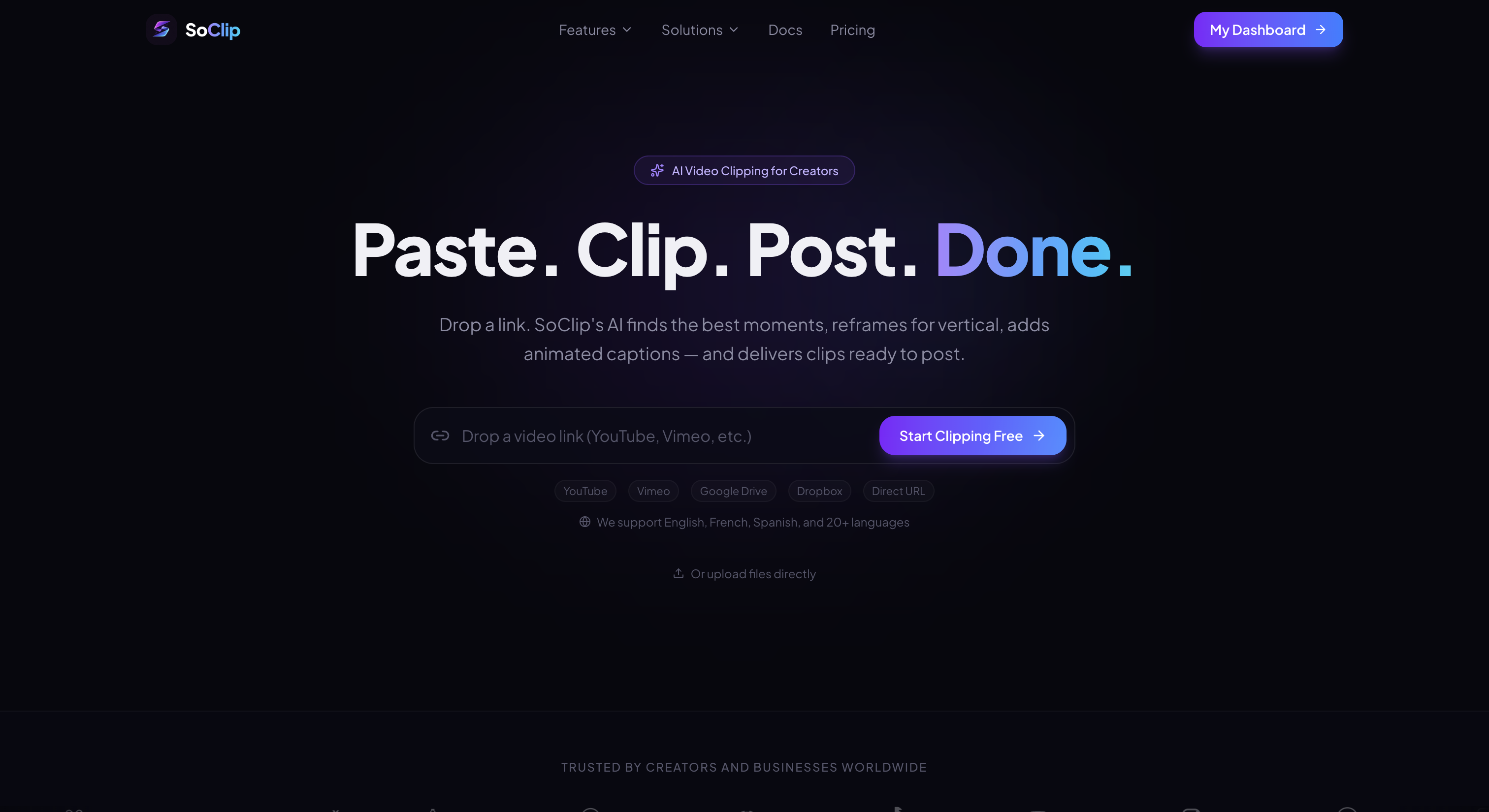 SoClip.pro - Main product screenshot demonstrating key features and user interface