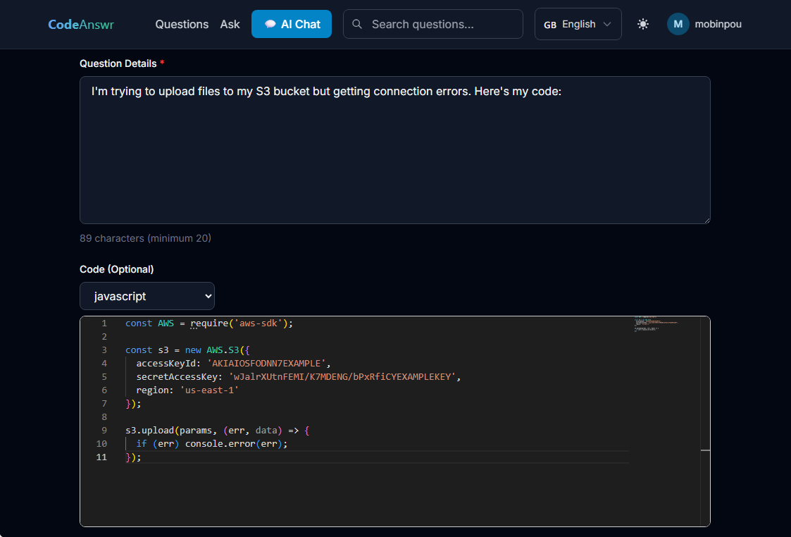 CodeAnswr - Main product screenshot demonstrating key features and user interface
