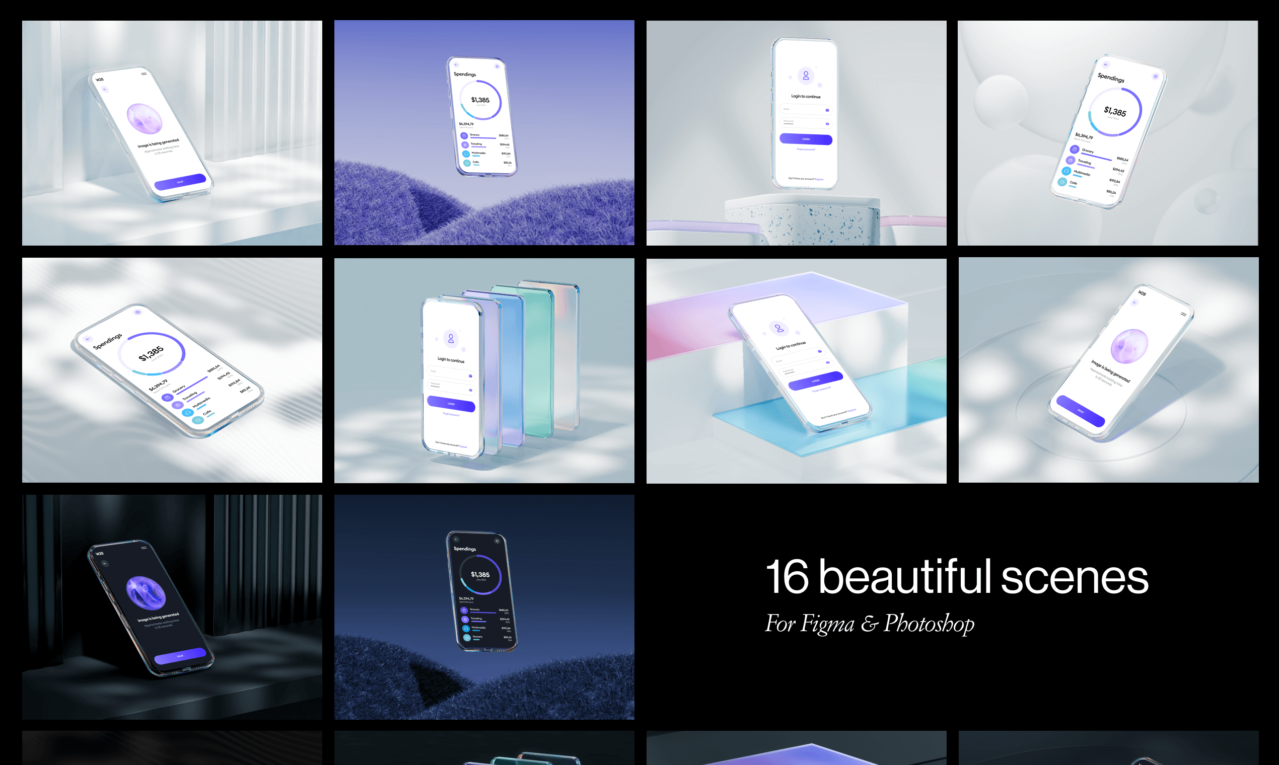 Media Mockups telefon kaca - Peranti mudah alih yang menarik dalam adegan yang bergaya 6