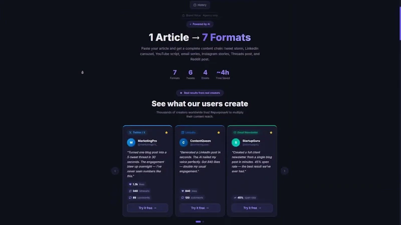 AI Content Repurposer screenshot 1 (video preview)