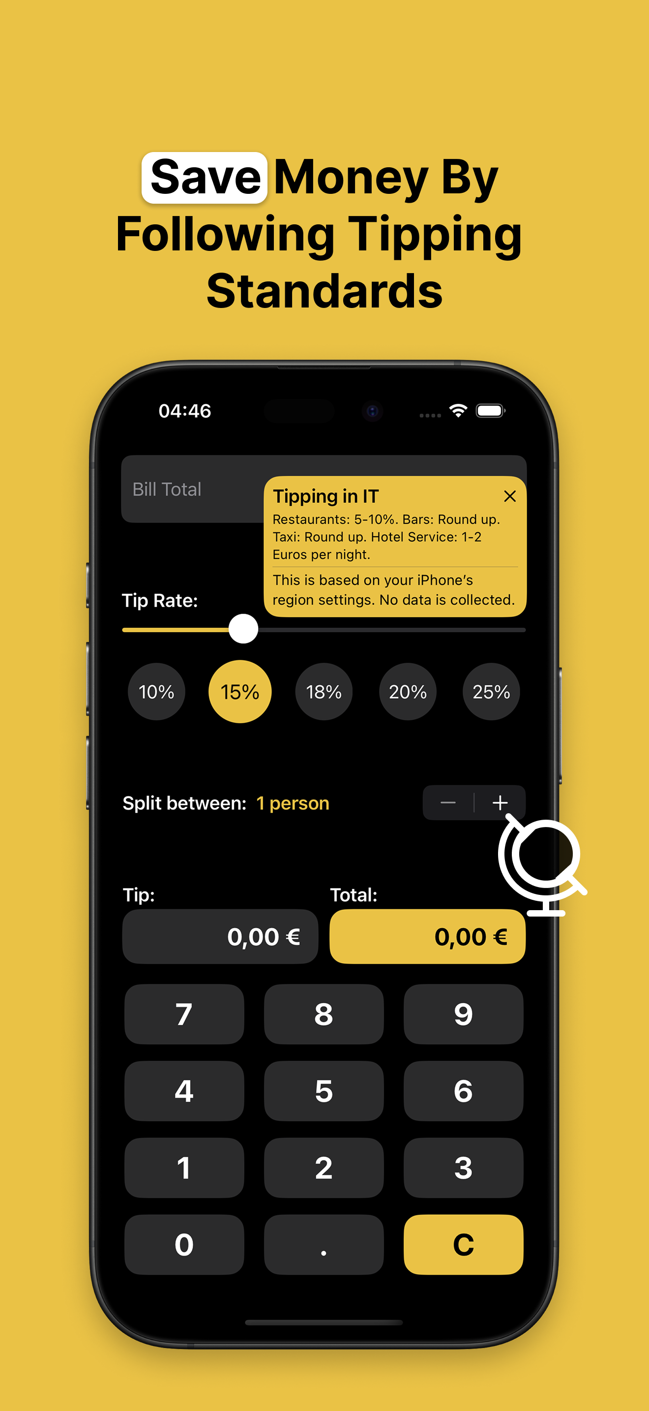 Mídia 4 de Tipzap - Calculadora de dicas com sugestões regionais de gorjeta