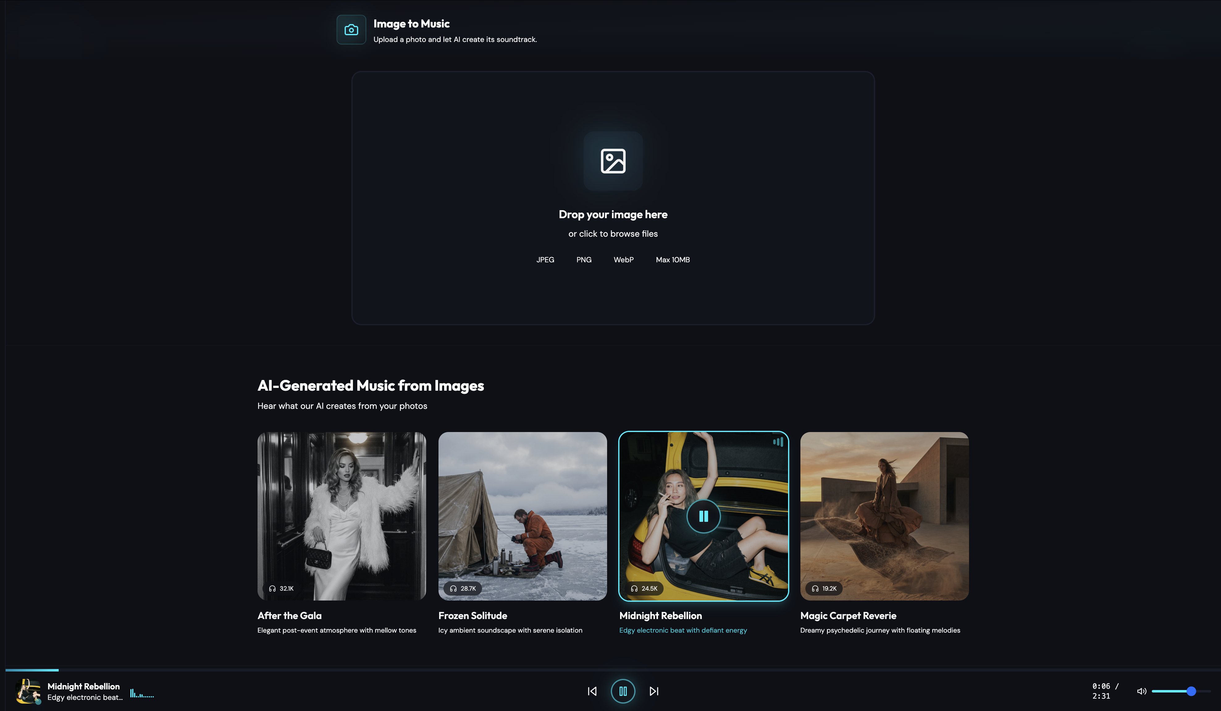 Drumics - AI Music from Words and Photos - Screenshot 2 showing product features and functionality