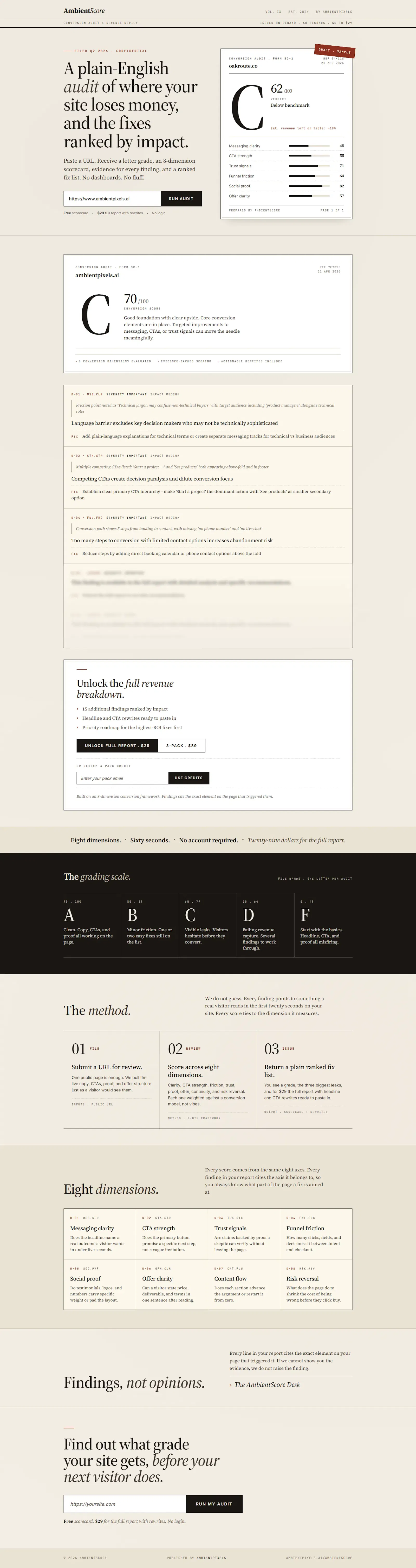 AmbientScore . Conversion Audit Report screenshot 3