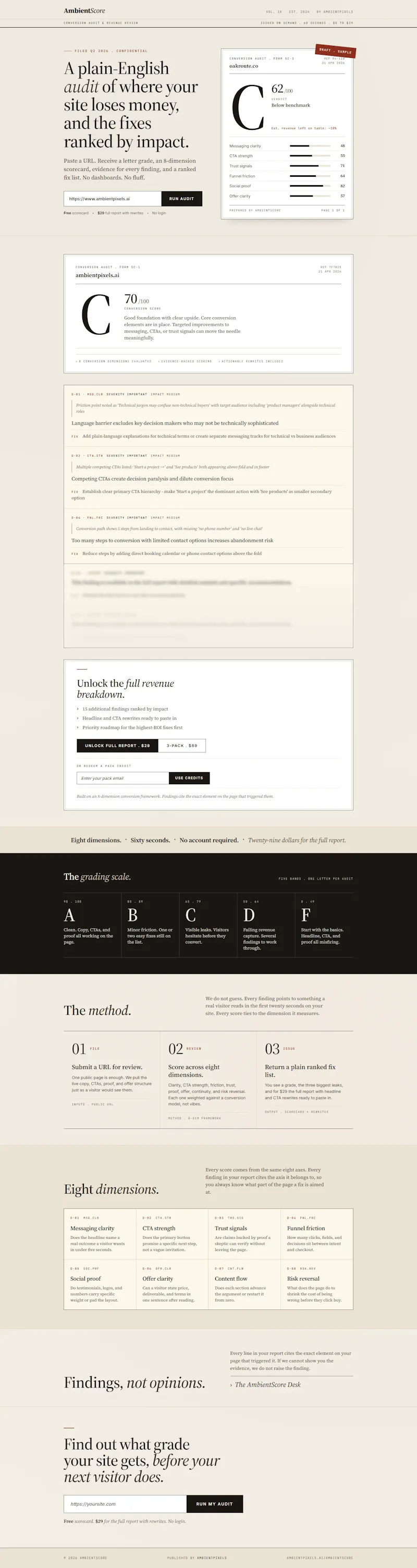 AmbientScore . Conversion Audit Report screenshot 3