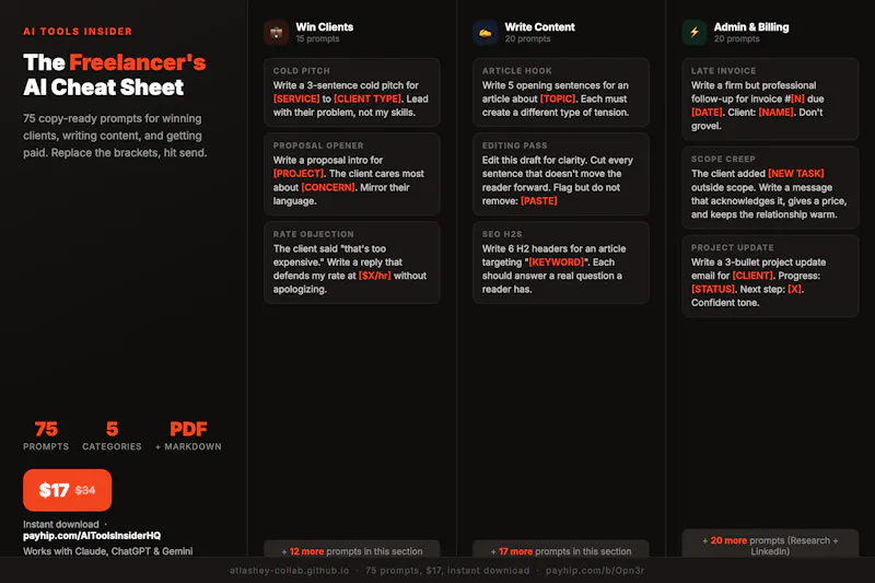 The Freelancer's AI Cheat Sheet screenshot 2