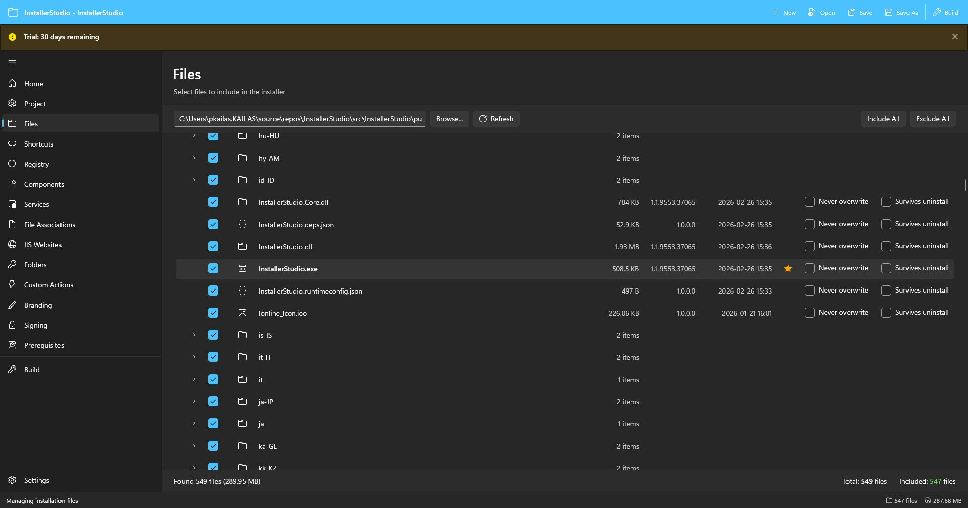 Installer Studio - Screenshot 2 showing product features and functionality