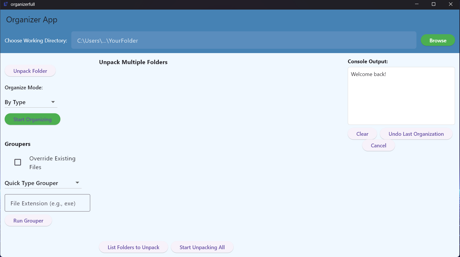 The organizer app - Main product screenshot demonstrating key features and user interface