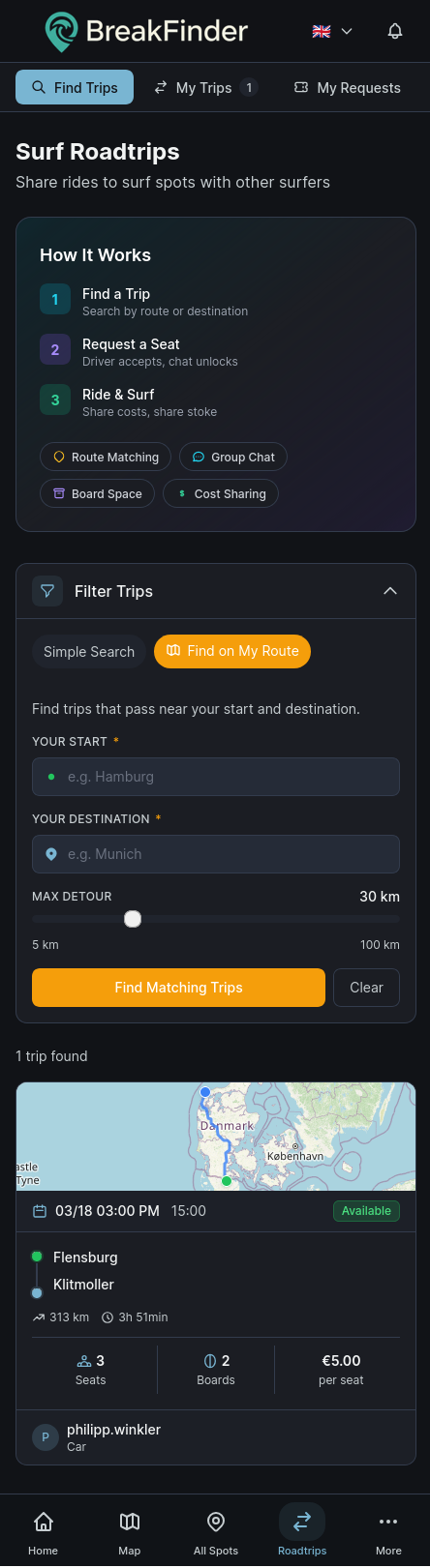 BreakFinder  - Screenshot 2 showing product features and functionality
