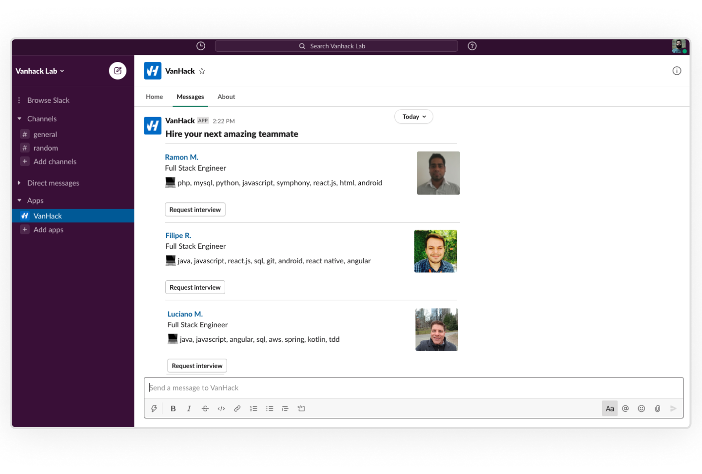 VanHack Slack App gallery image