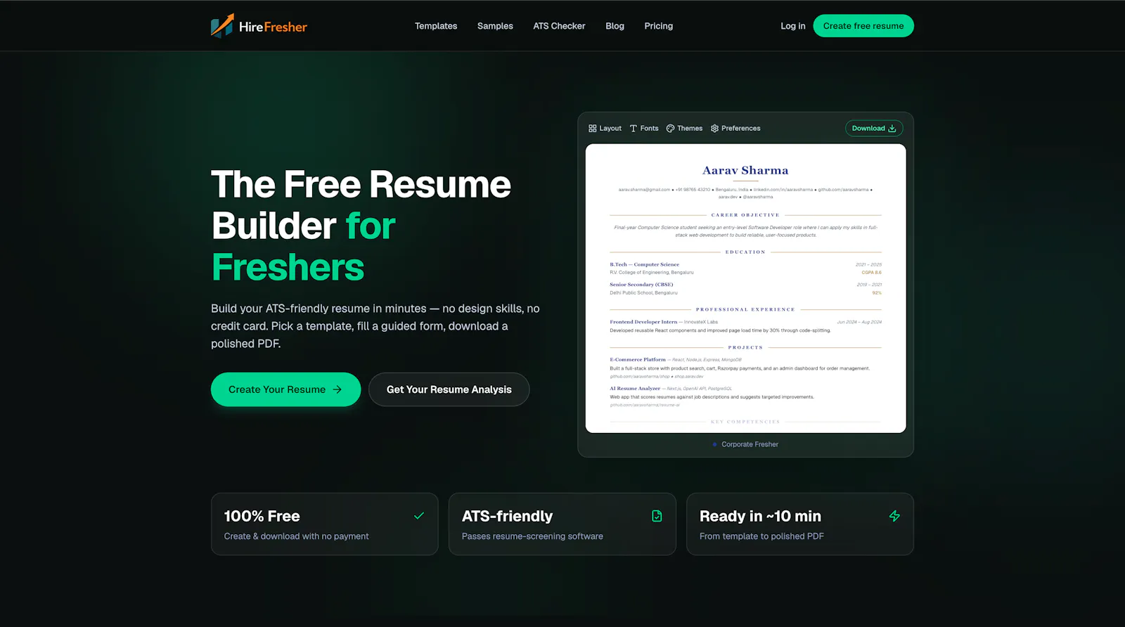 HireFresher — Free ATS screenshot 2