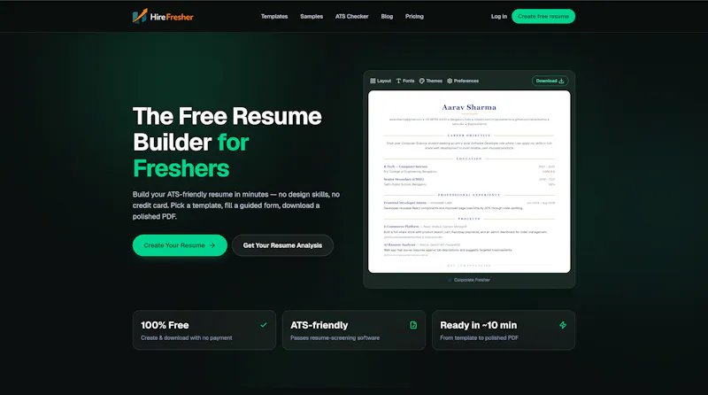 HireFresher — Free ATS screenshot 2