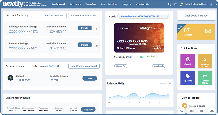 Nextly Digital Banking Solution - Screenshot 2 showing product features and functionality