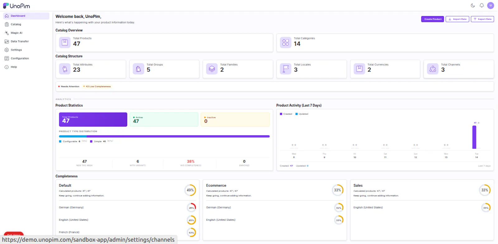 UnoPim screenshot 2
