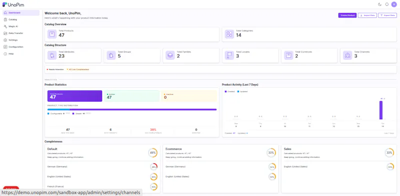 UnoPim screenshot 2