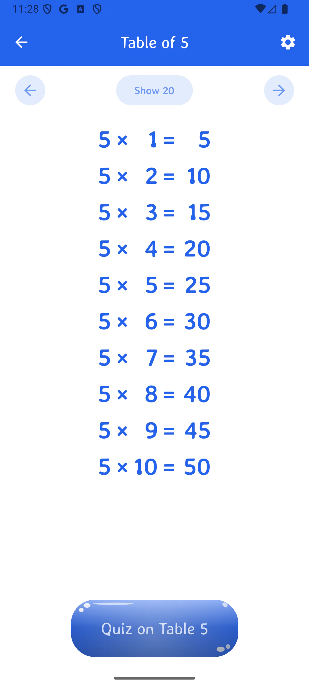 Multiplication Tables 1-100 Android App