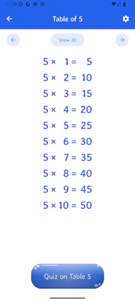 Multiplication Tables 1-100 Android App