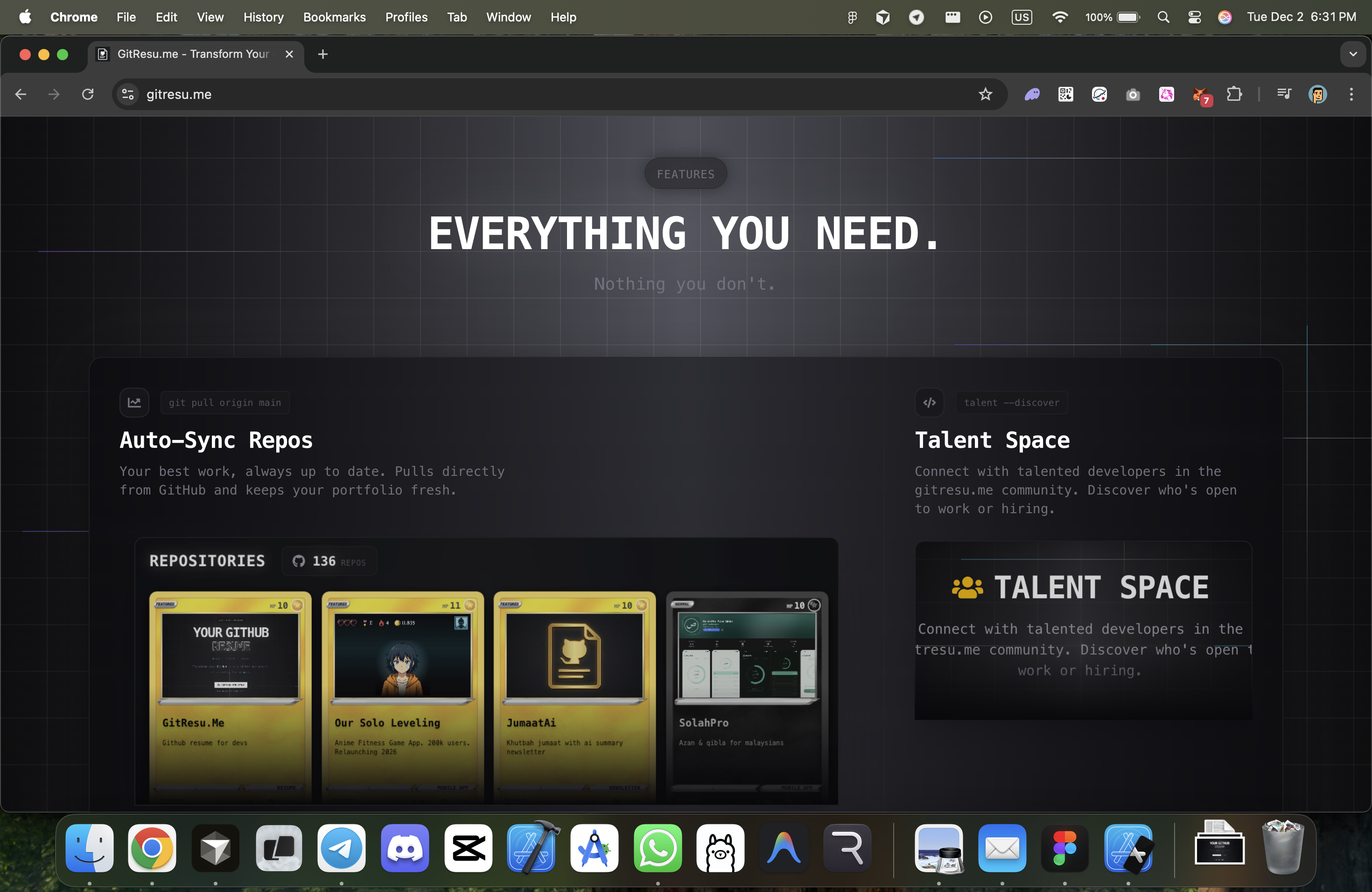 GitResu.me - Screenshot 2 showing product features and functionality