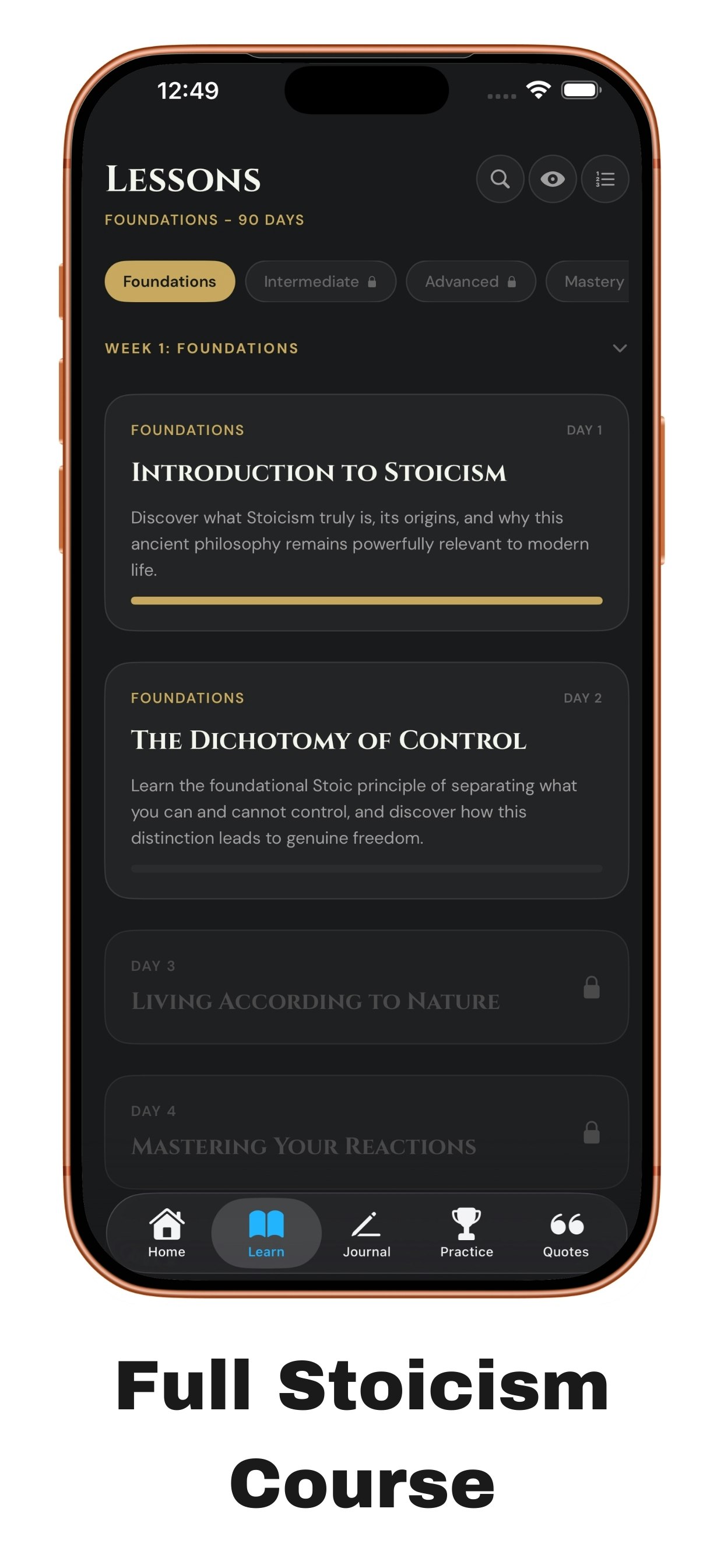 Becoming Stoic - Daily Wisdom - Screenshot 5 showing product features and functionality