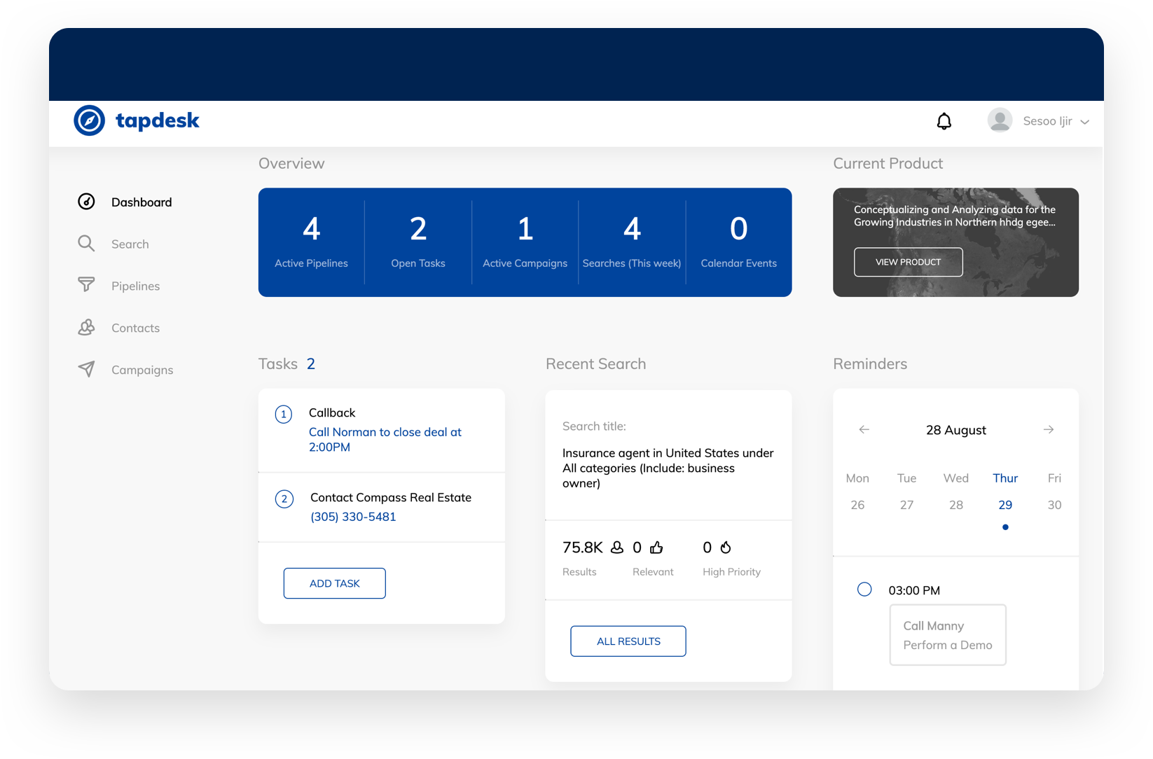 Tapdesk CRM gallery image