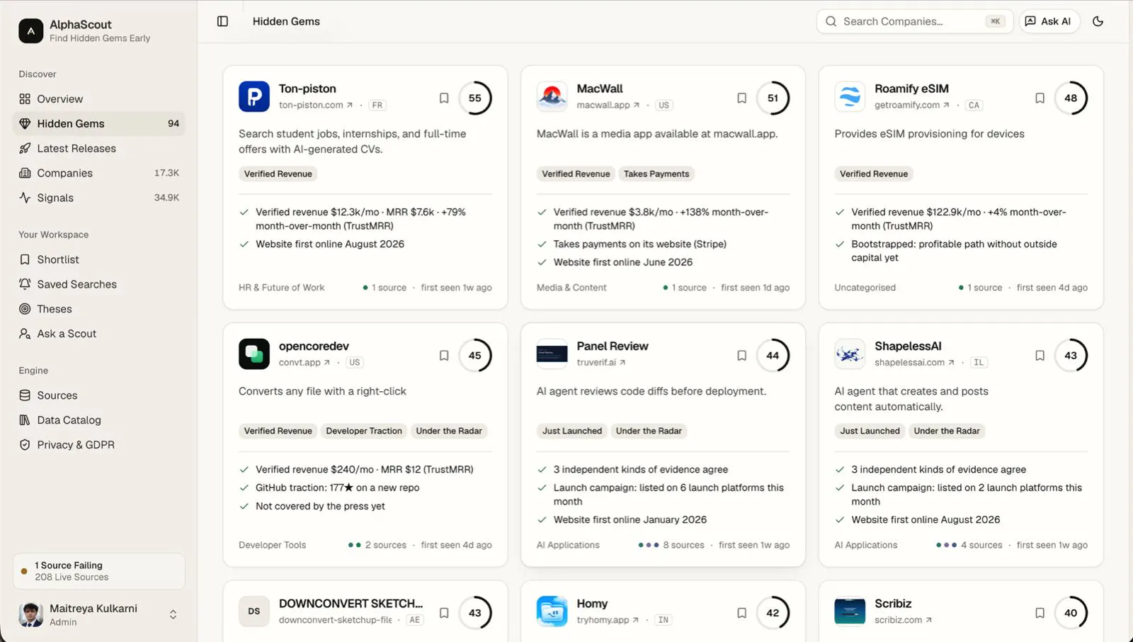 AlphaScout: Discover Startups Early gallery image