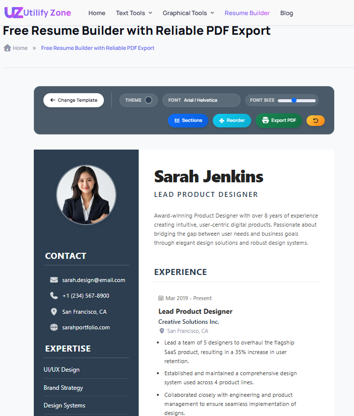 Free Resume Builder by Utilifyzone gallery image