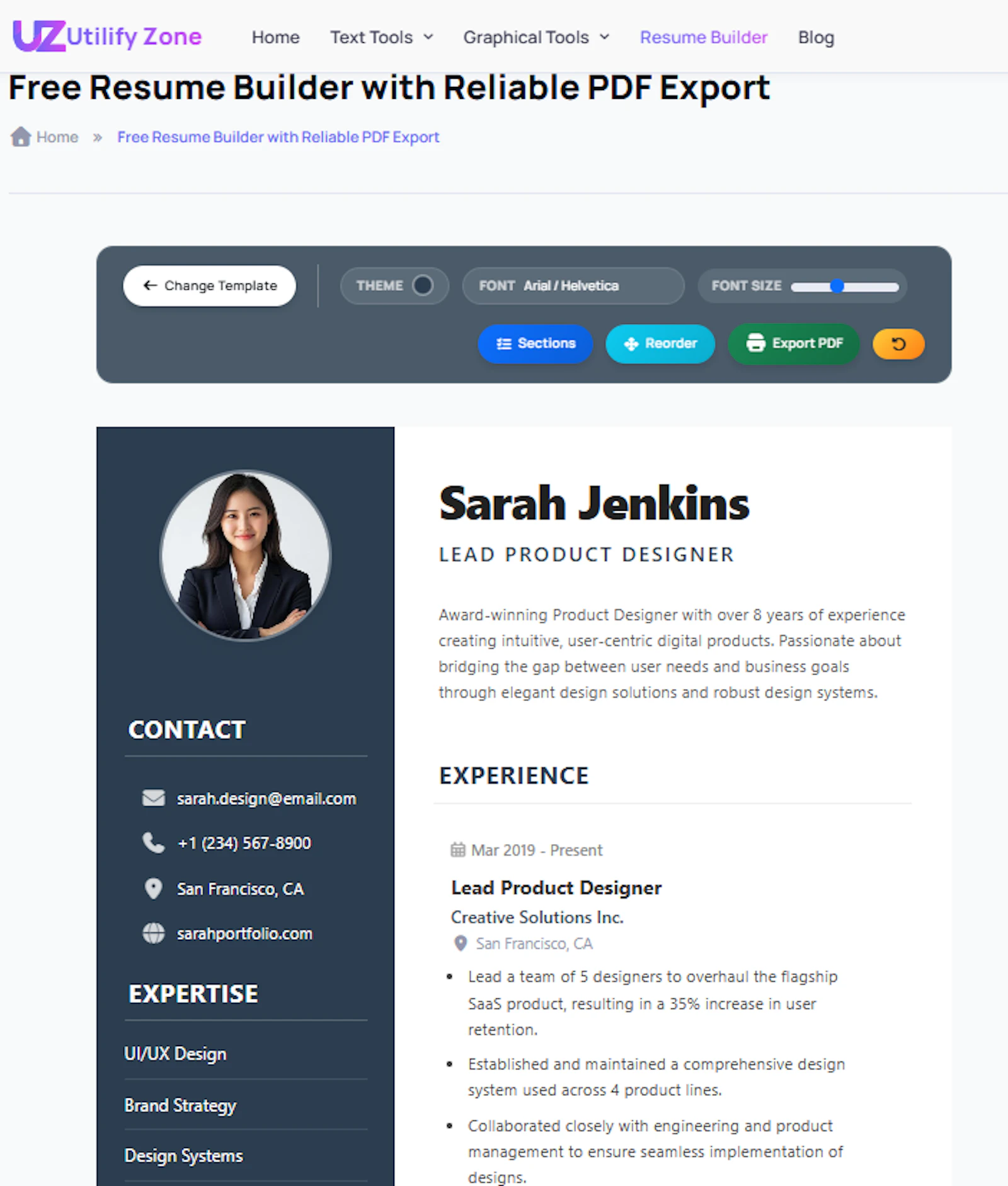 Free Resume Builder by Utilifyzone screenshot 3