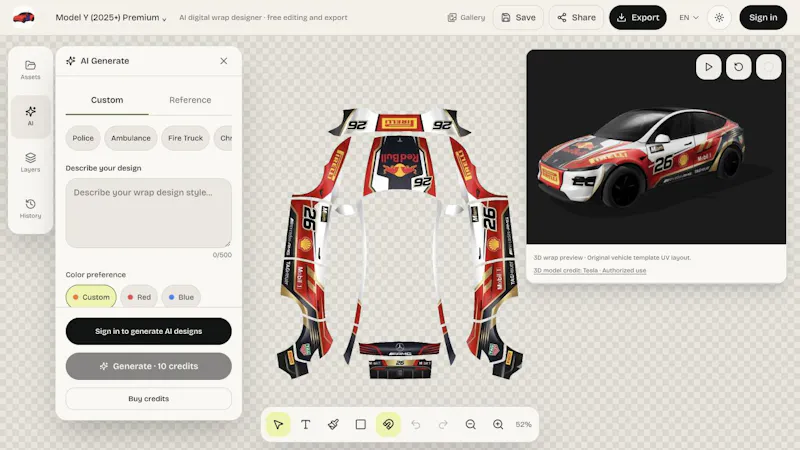 Tesla Wrap AI screenshot 3