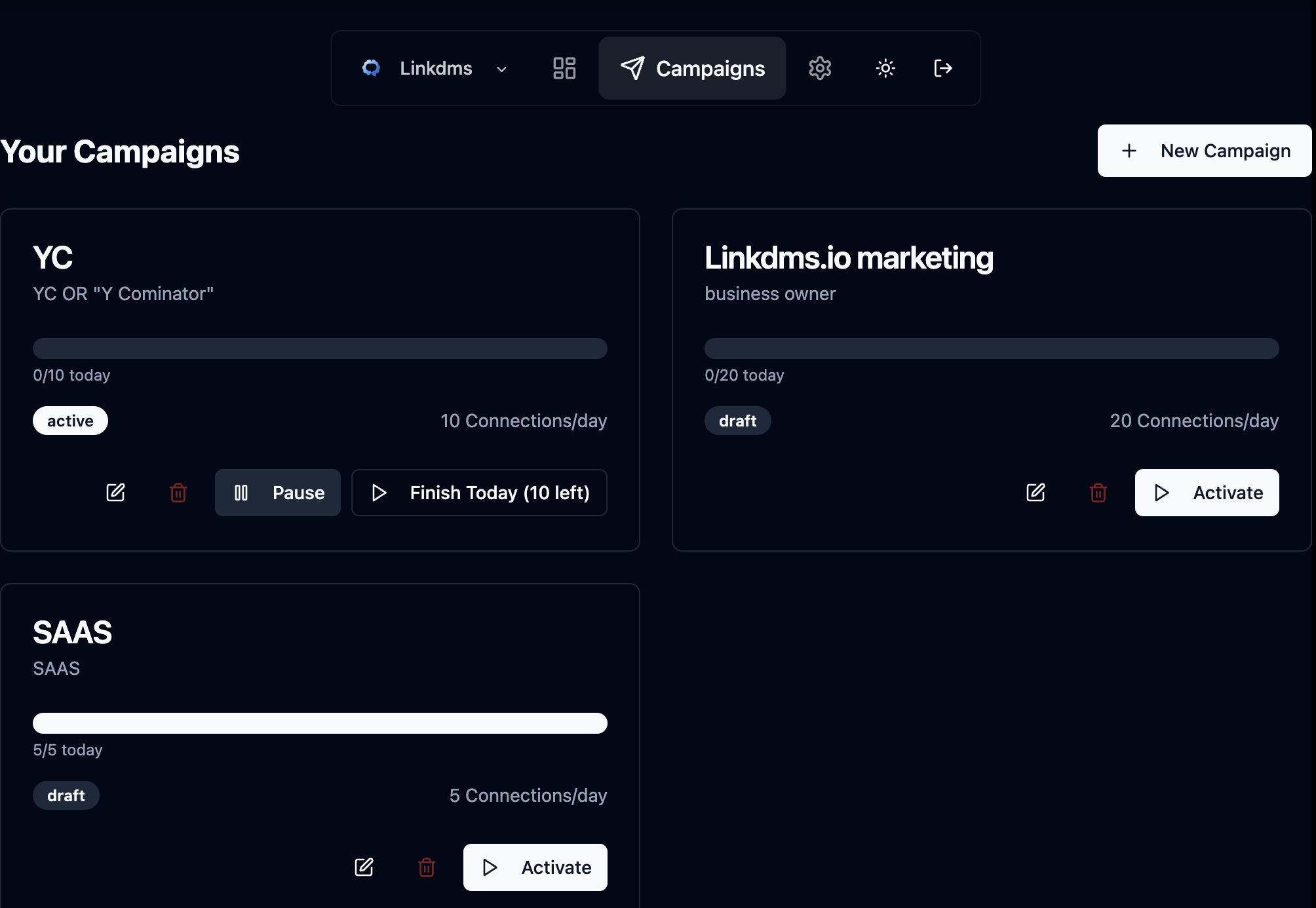 Media LinkDMS - AI gửi 30 LinkedIn DMS và kết nối đủ điều kiện mỗi ngày. 3