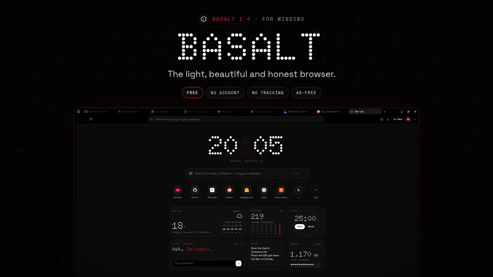 Basalt Browser screenshot 1