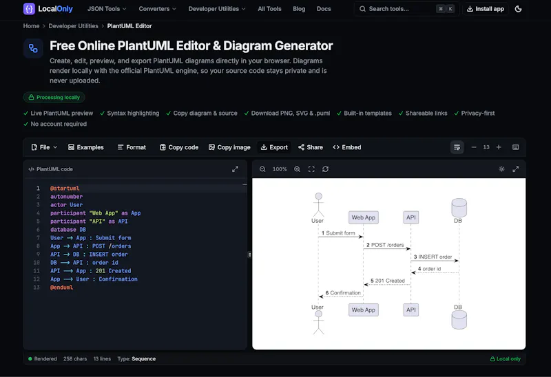 LocalOnly: toolkit for JSON & developers screenshot 2