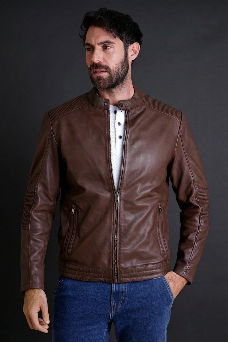 Mens Black Premium Leather Jacket gallery image
