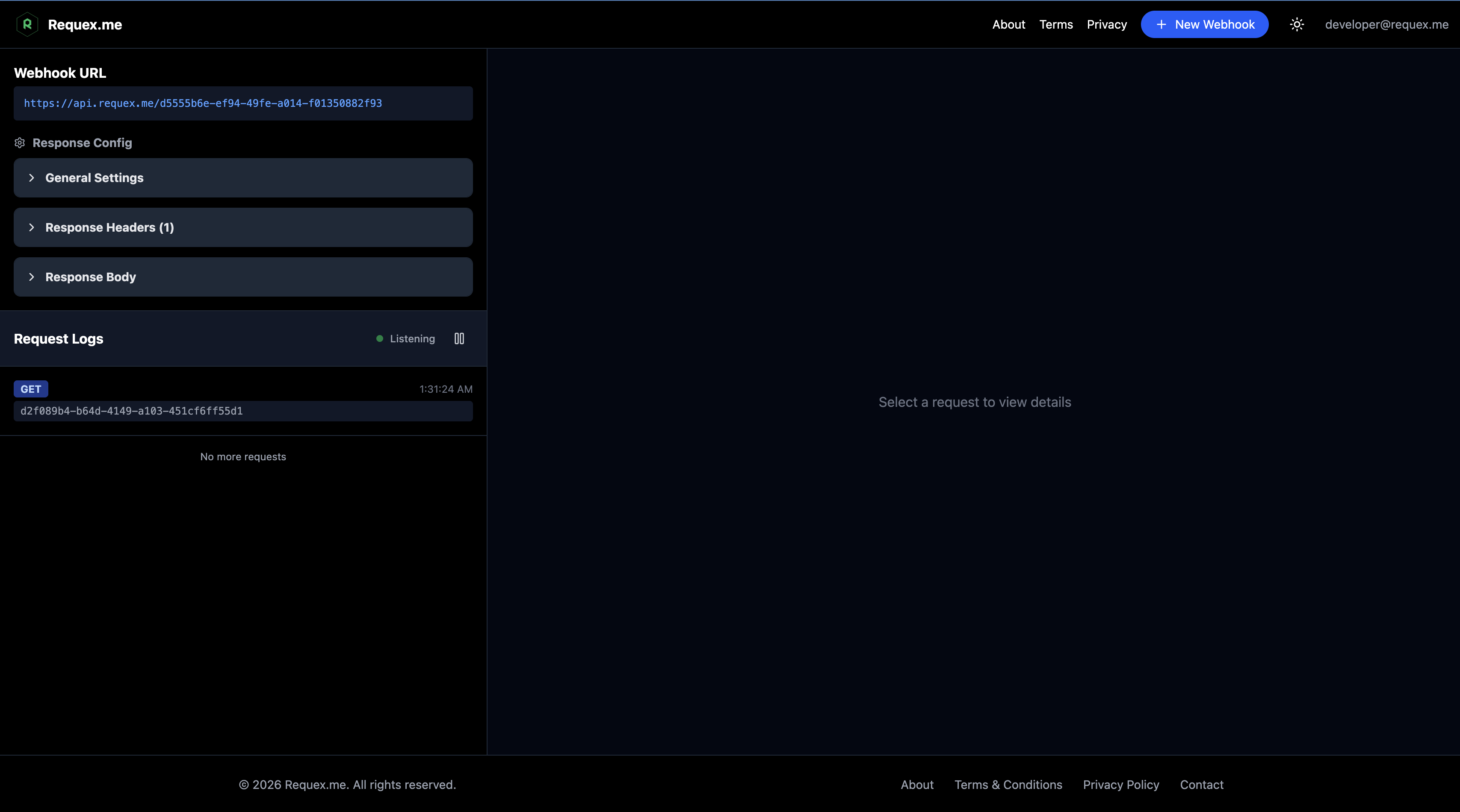 Requex.me - Main product screenshot demonstrating key features and user interface