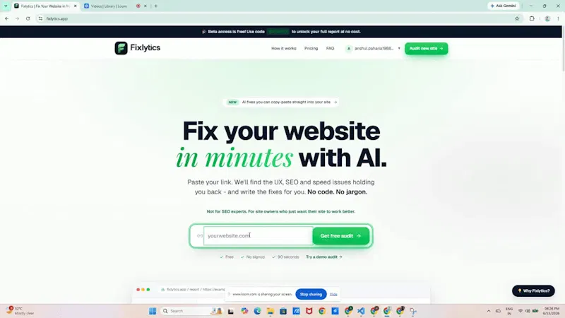 Fixlytics screenshot 1 (video preview)