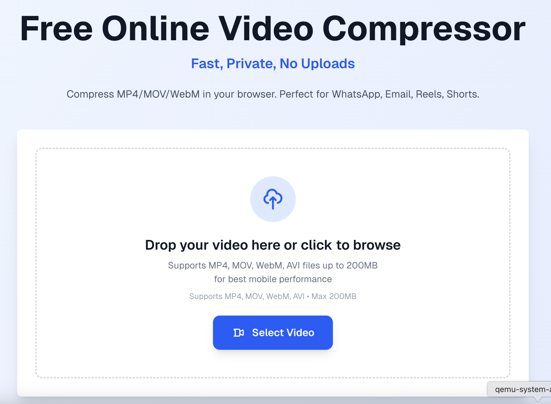 Tarayıcınızda Video Sıkıştırma Güvenli - Herhangi bir videoyu anında sıkıştırın - yükleme yok, risk yok medya 1