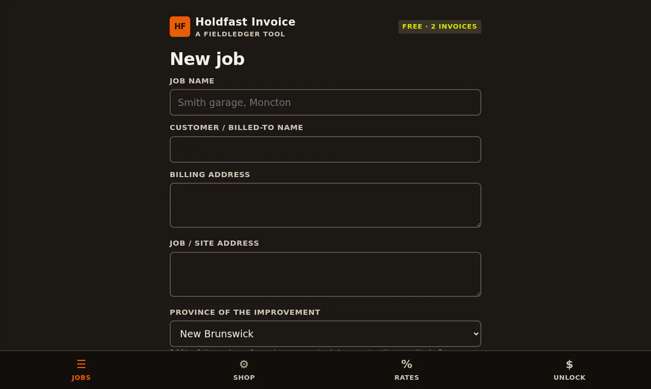 Holdfast Invoice gallery image
