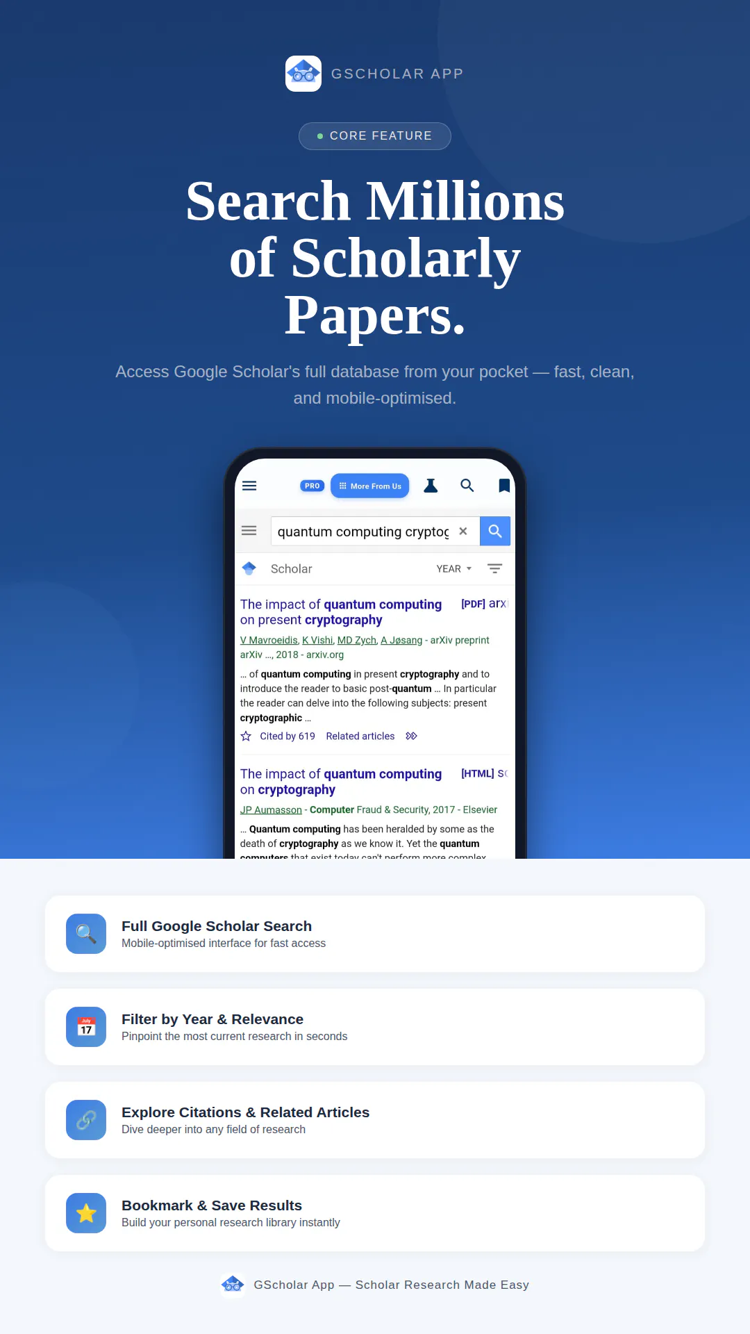 GScholar App screenshot