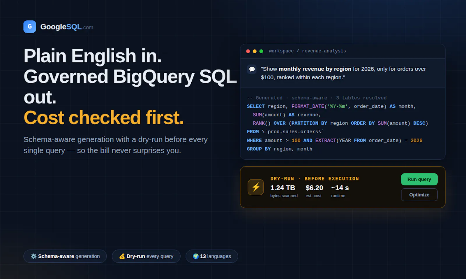 GoogleSQL screenshot 1