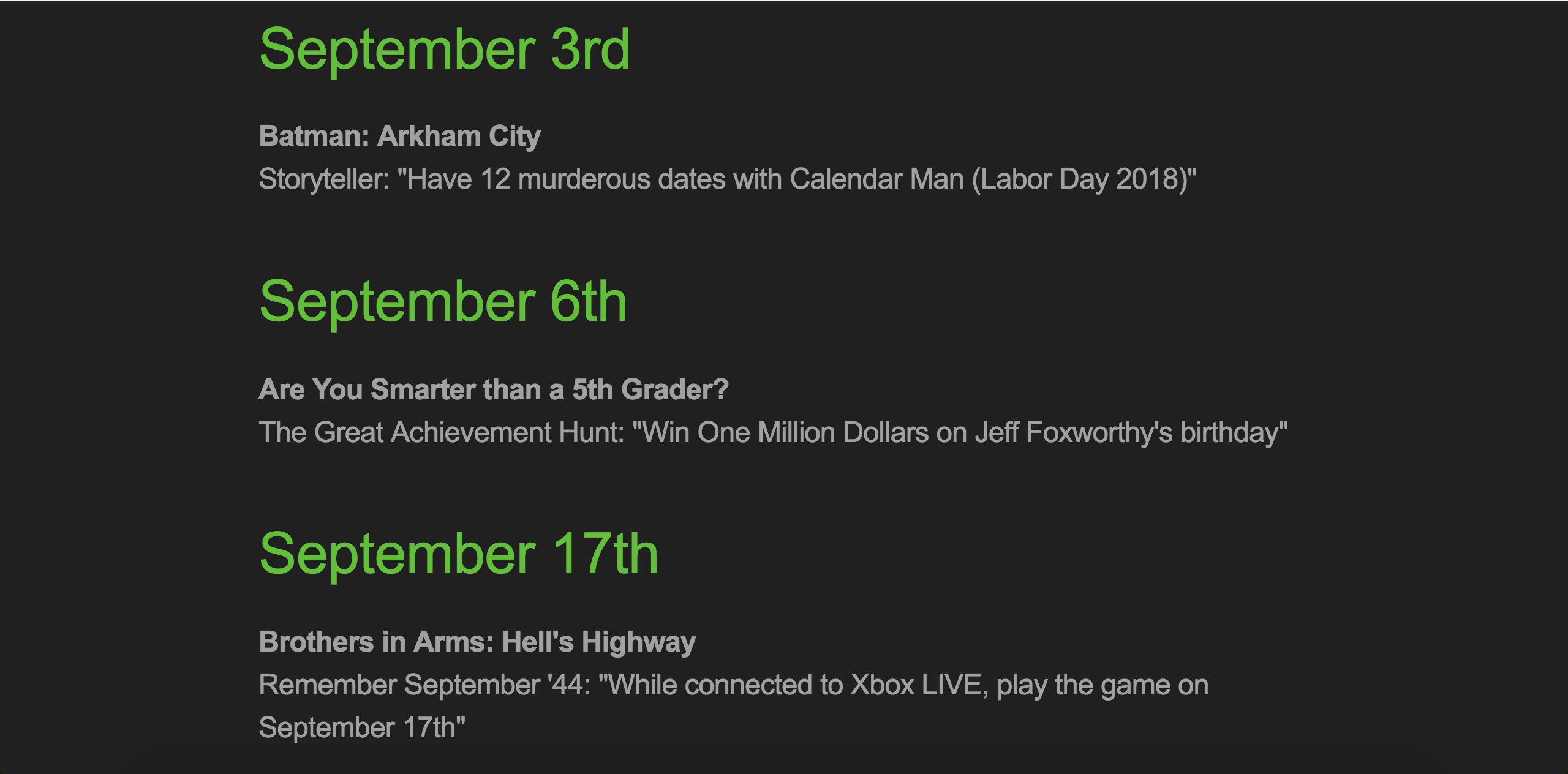 Achievement Calendar gallery image