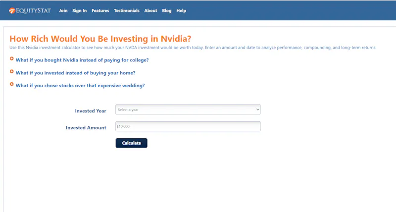 Nvidia Wealth Calculator screenshot 1