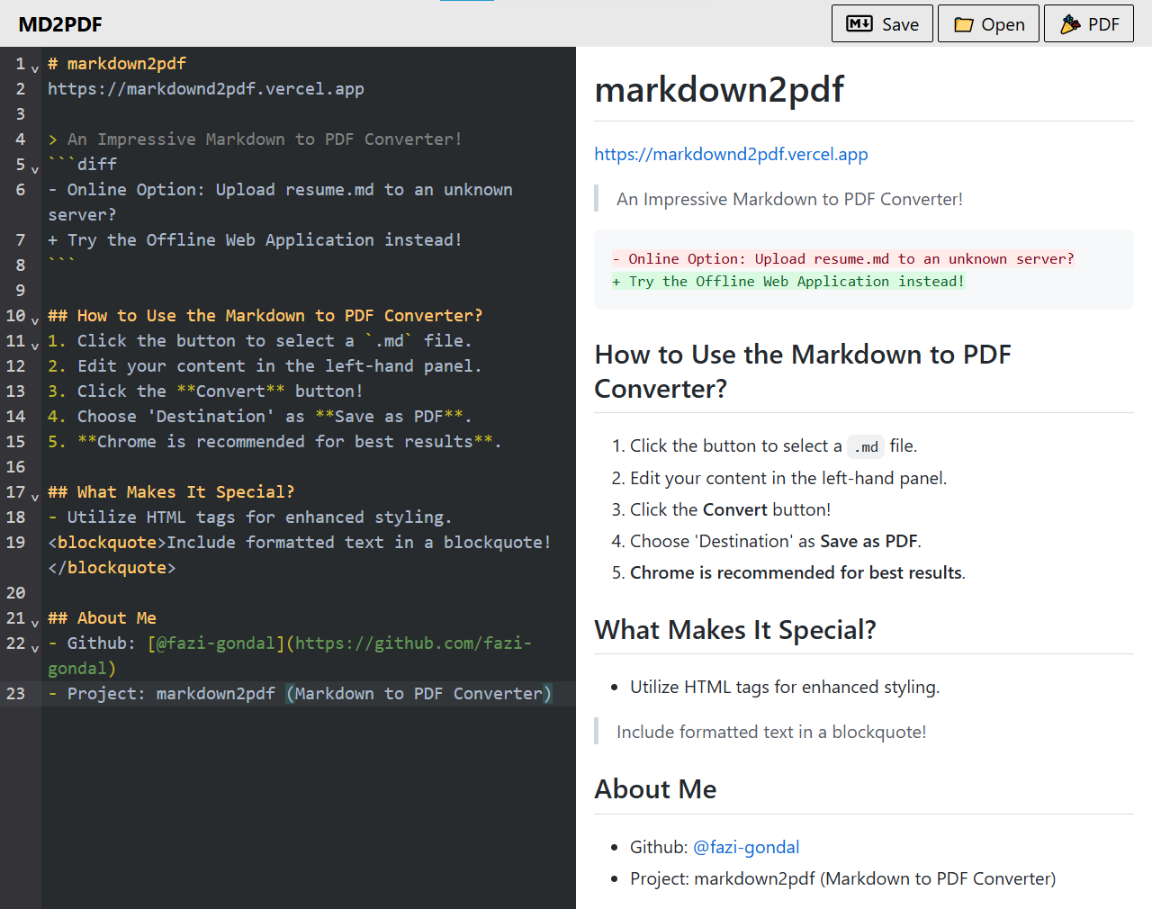 Markdown2pdf by Faizan Gondal gallery image