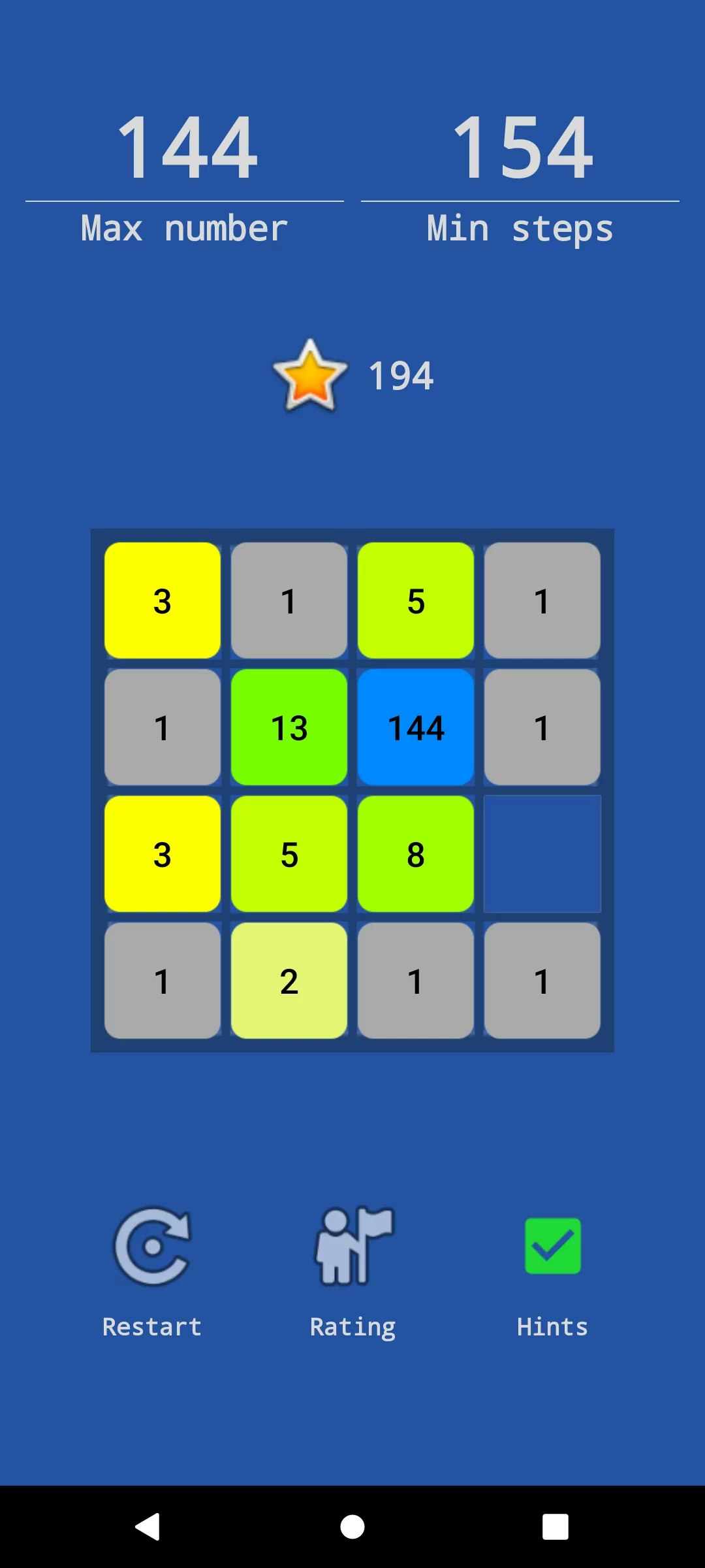 Puzzle matematica |Gioco di fibonacci - Il mio piccolo gioco di puzzle media 4