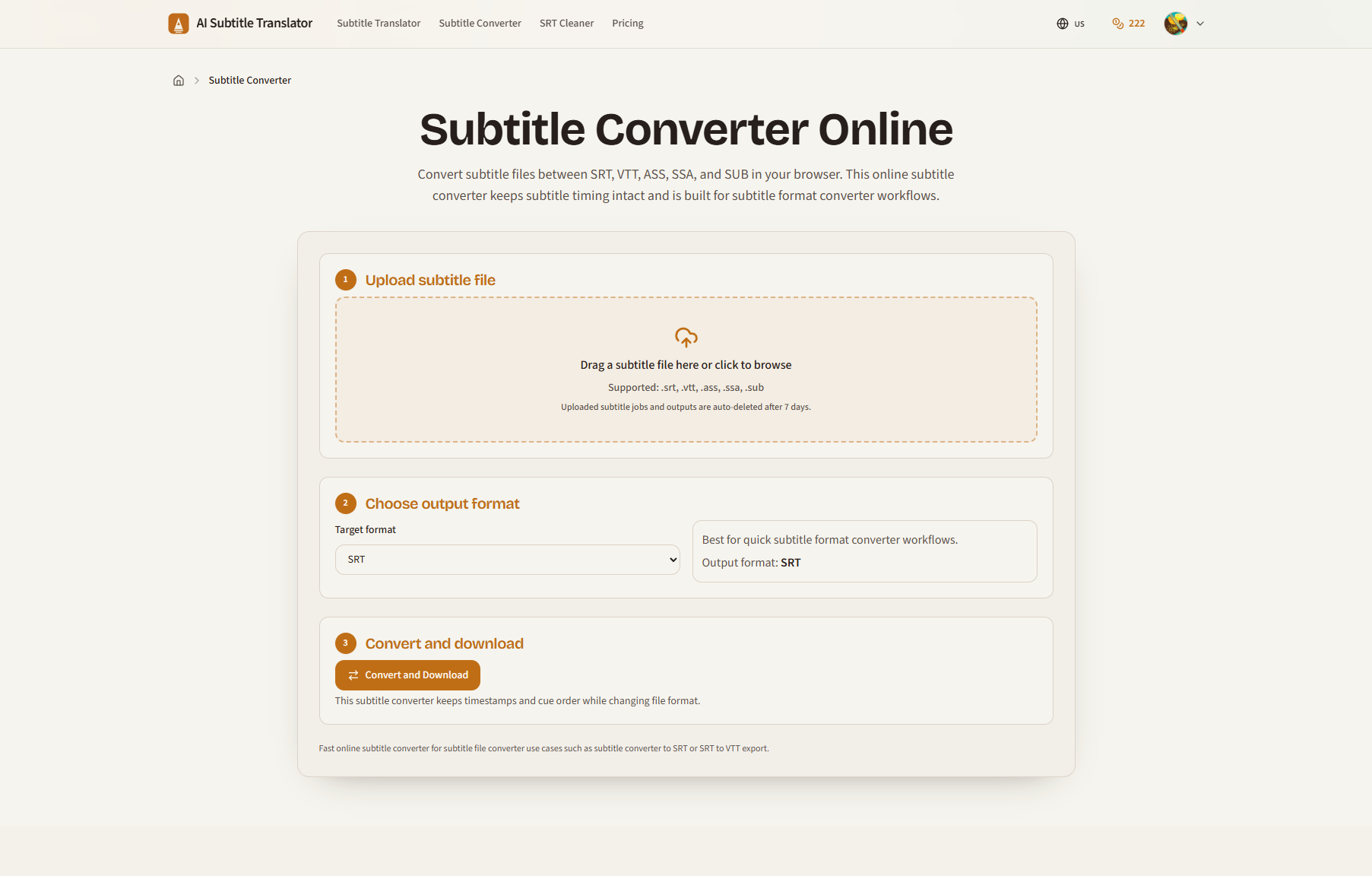 AI Subtitle Translator - Screenshot 2 showing product features and functionality