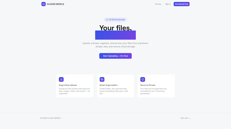 CLOUDZ WORLD — Secure Cloud Storage  screenshot 1