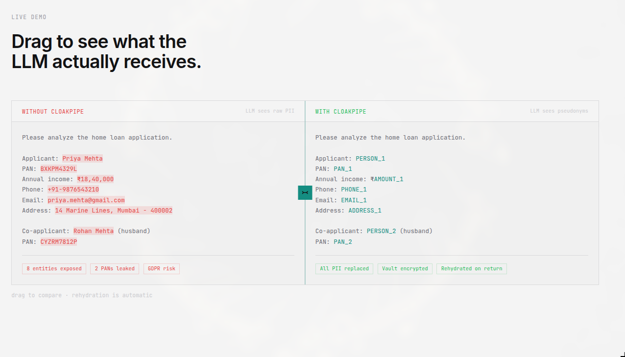 CloakPipe - Main product screenshot demonstrating key features and user interface
